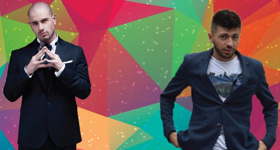Comedianții Mircea Dima și Mircea Bravo la Ziua Majoraților Timișoarei
