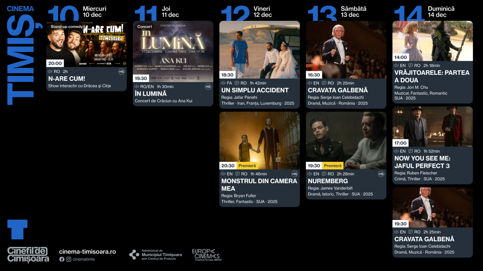 Programul saptamanii la Cinema Timis