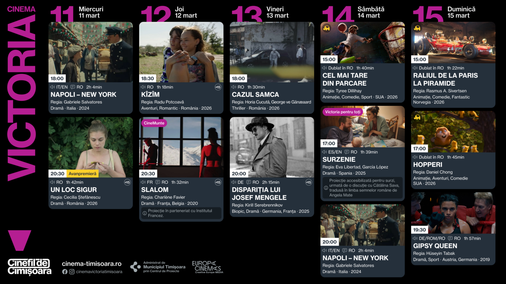 Programul saptamanii la Cinema Victoria