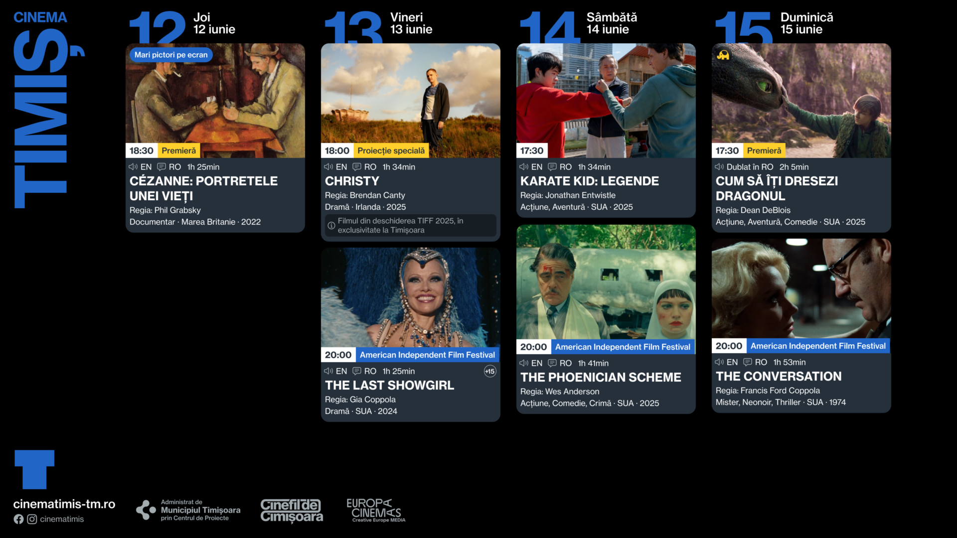 Programul saptamanii 12 - 15 iunie, la Cinema Timis
