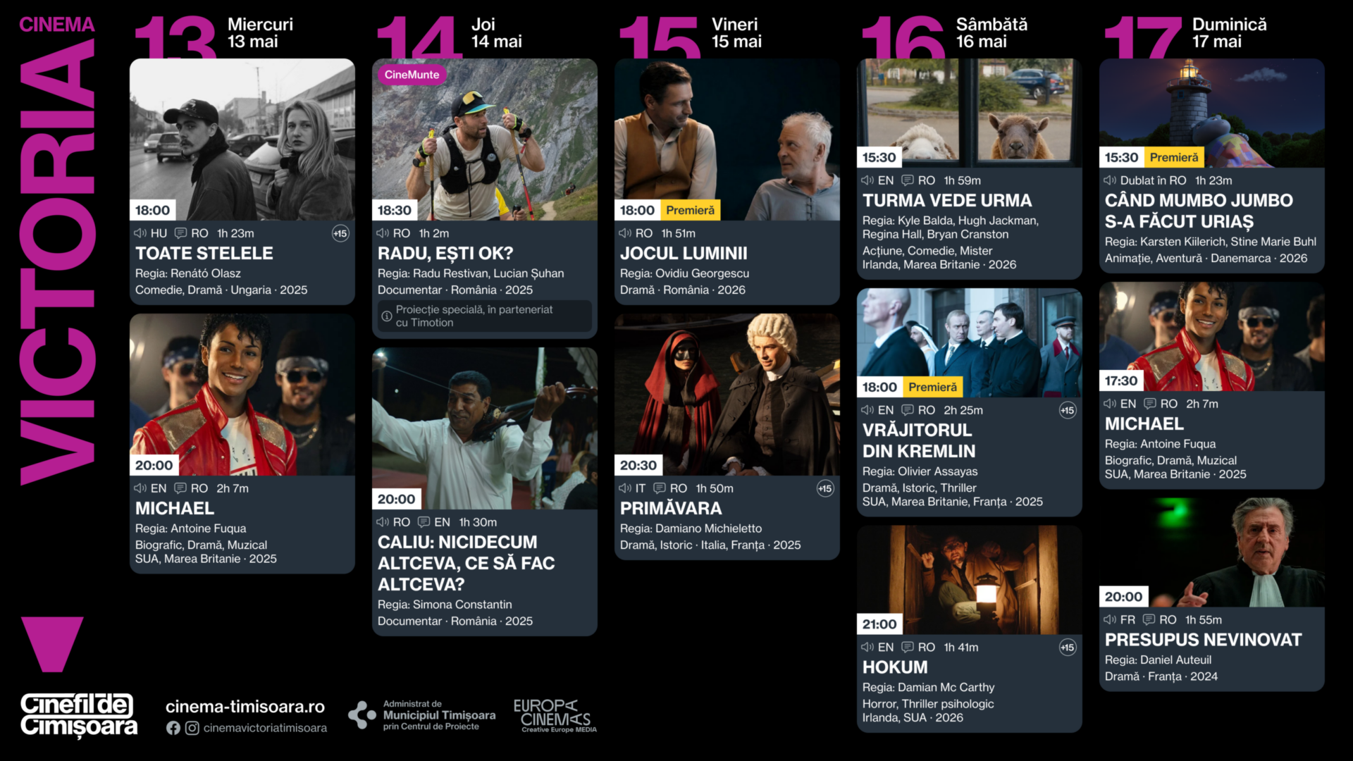 Programul saptamanii la Cinema Victoria