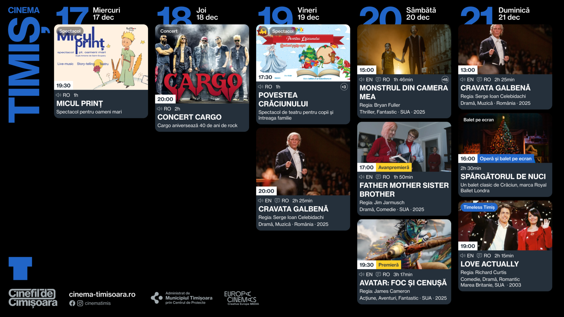 Programul saptamanii la Cinema Timis