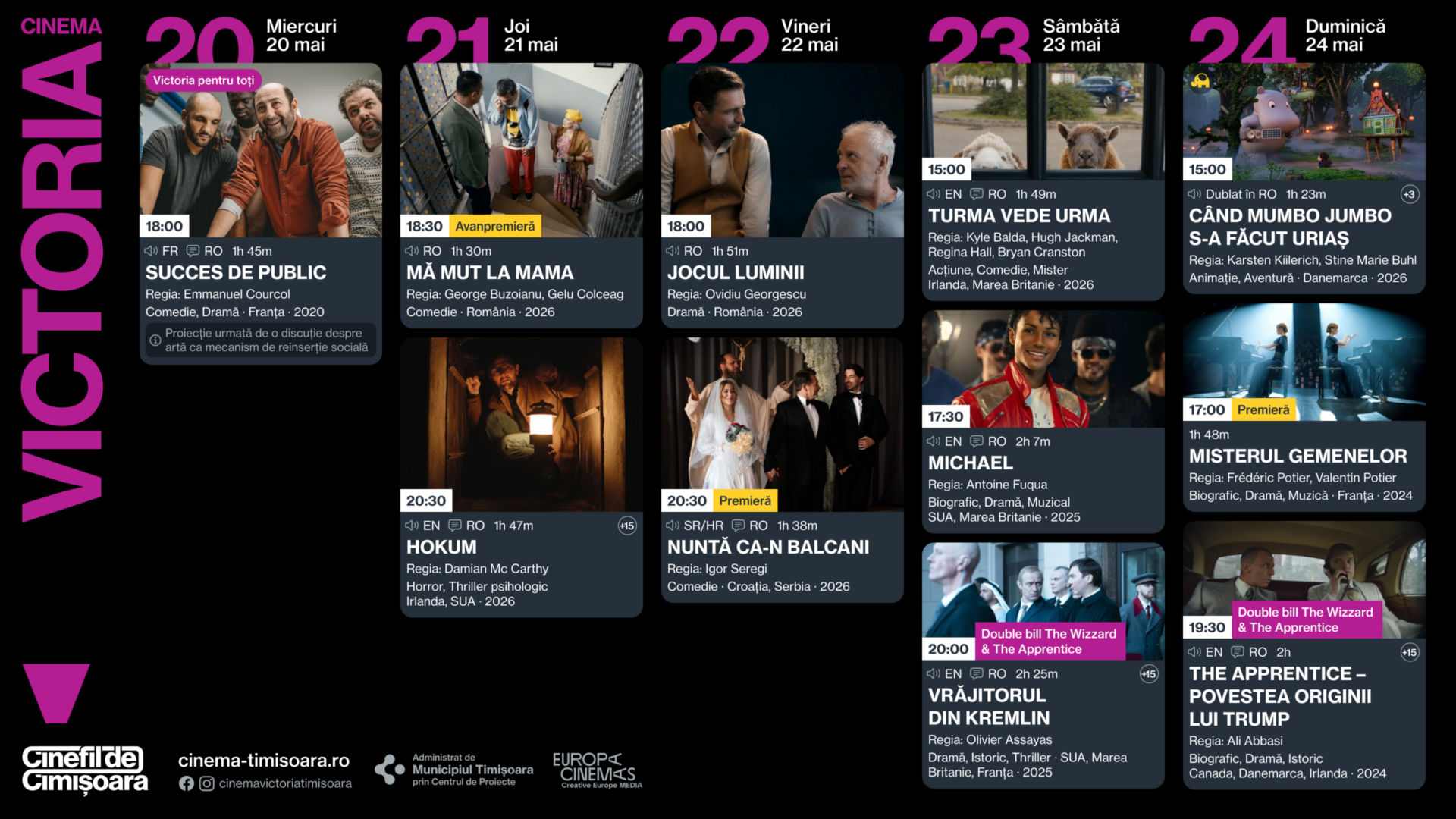 Programul saptamanii la Cinema Victoria