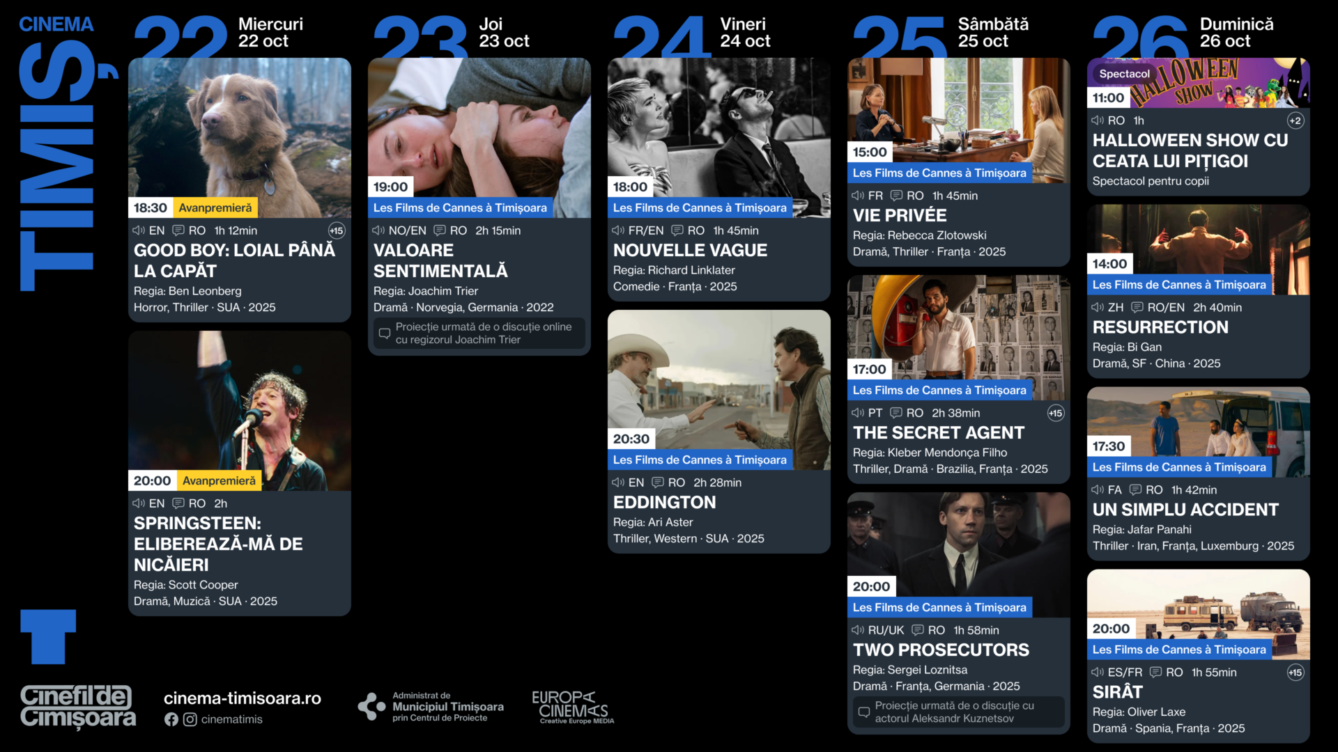 Programul săptămânii la Cinema Timiș