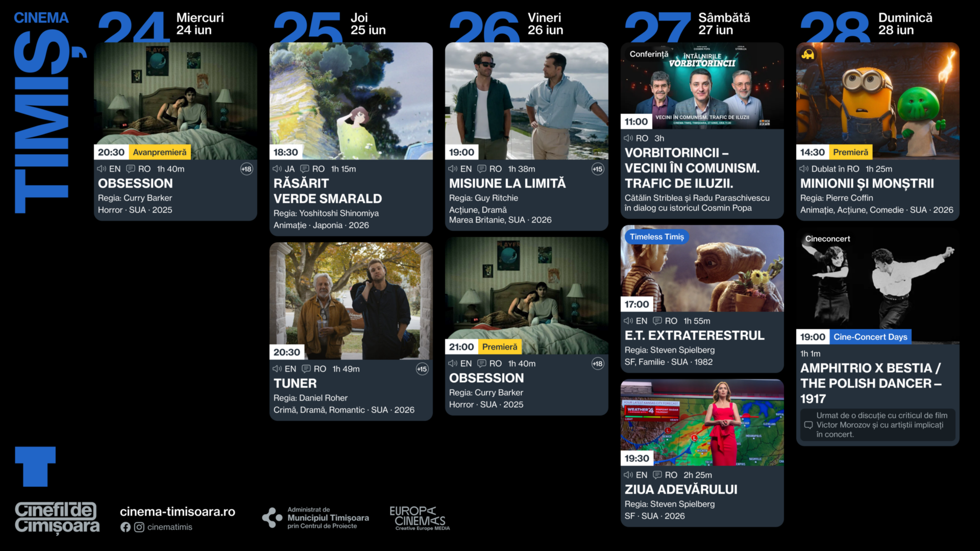 Programul saptamanii 24-28.06 la Cinema Timis