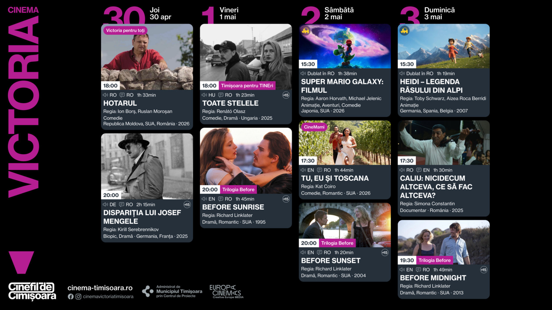 Programul saptamanii la Cinema Victoria