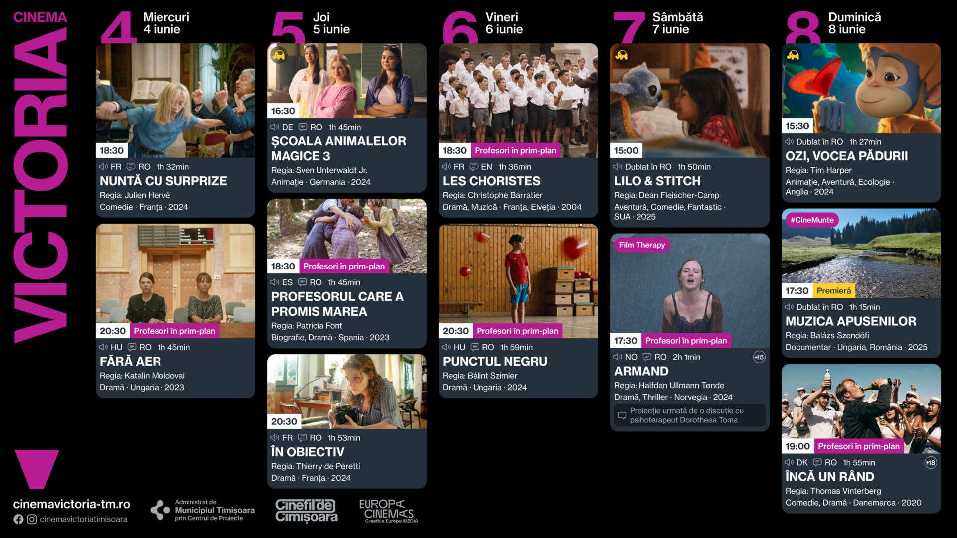 Programul saptamanii 4 - 8 iunie, la Cinema Victoria