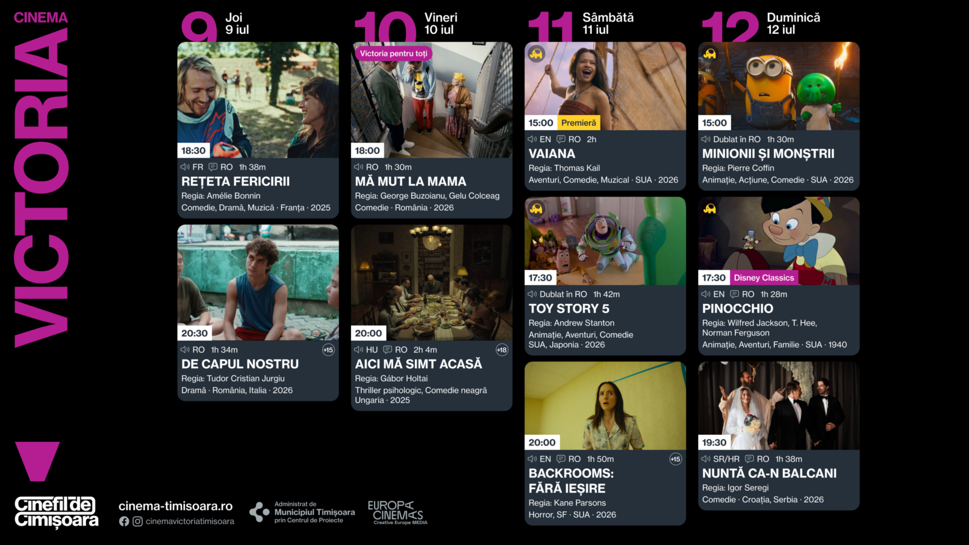 Programul saptamanii la Cinema Victoria