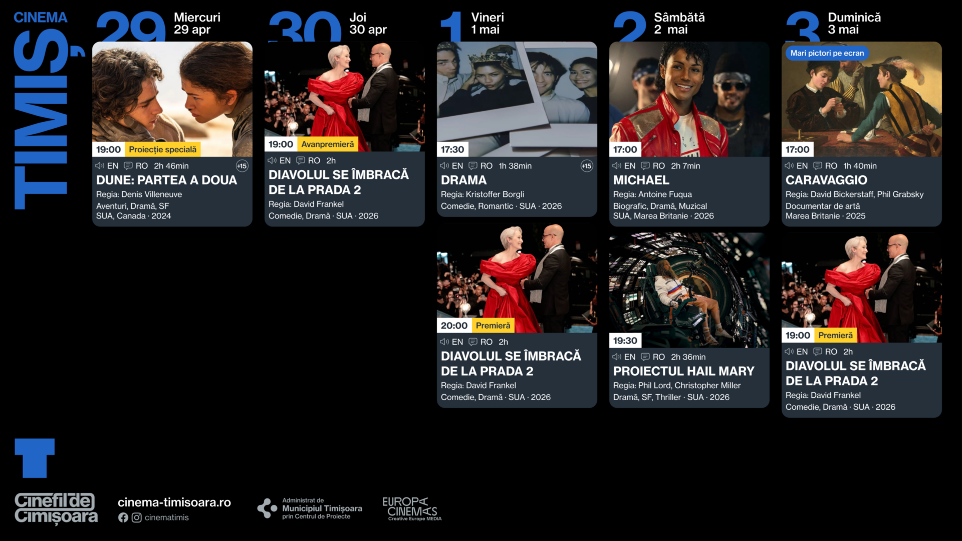 Programul saptamanii la Cinema Timis