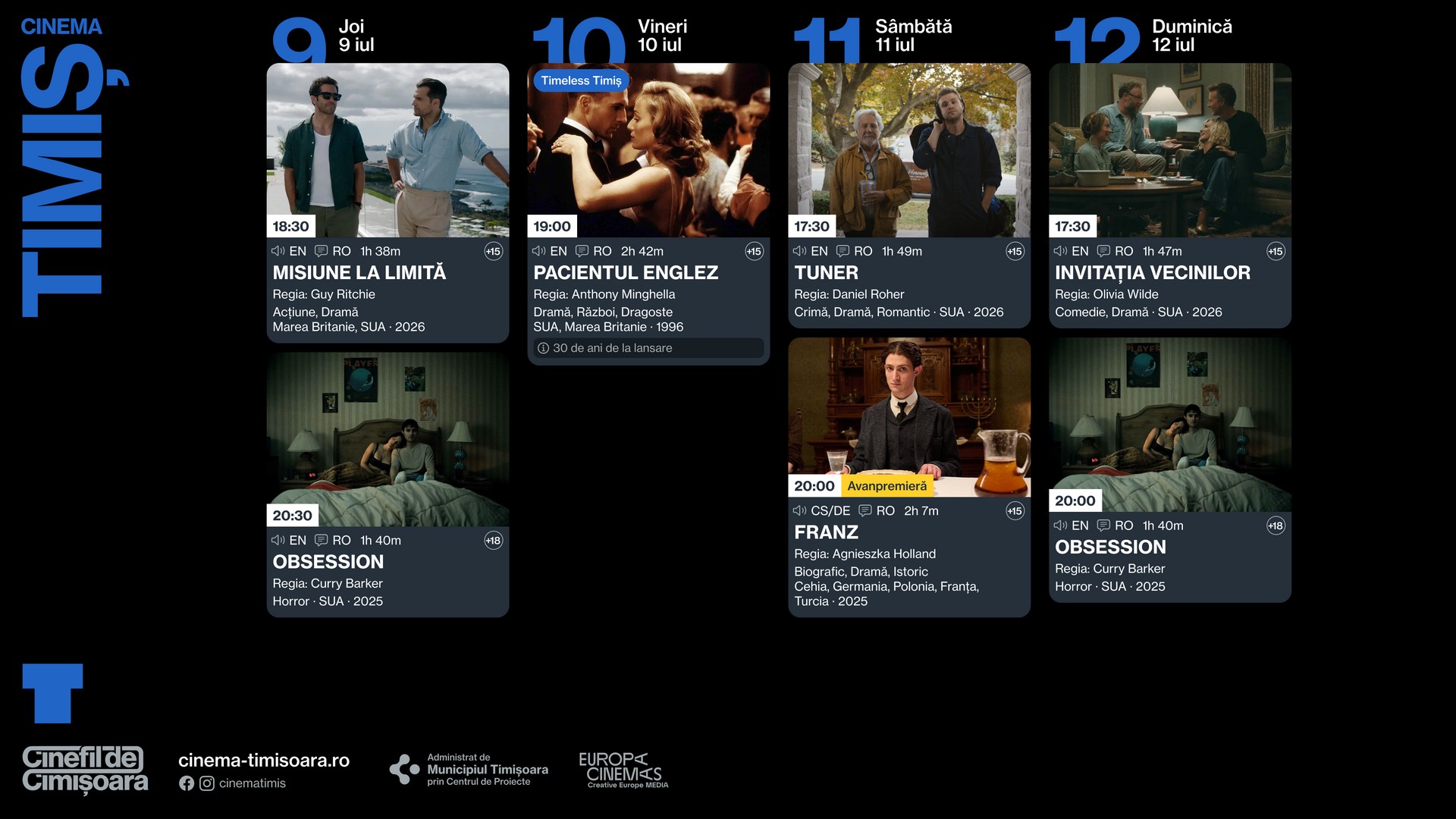 Programul saptamanii, la Cinema Timis