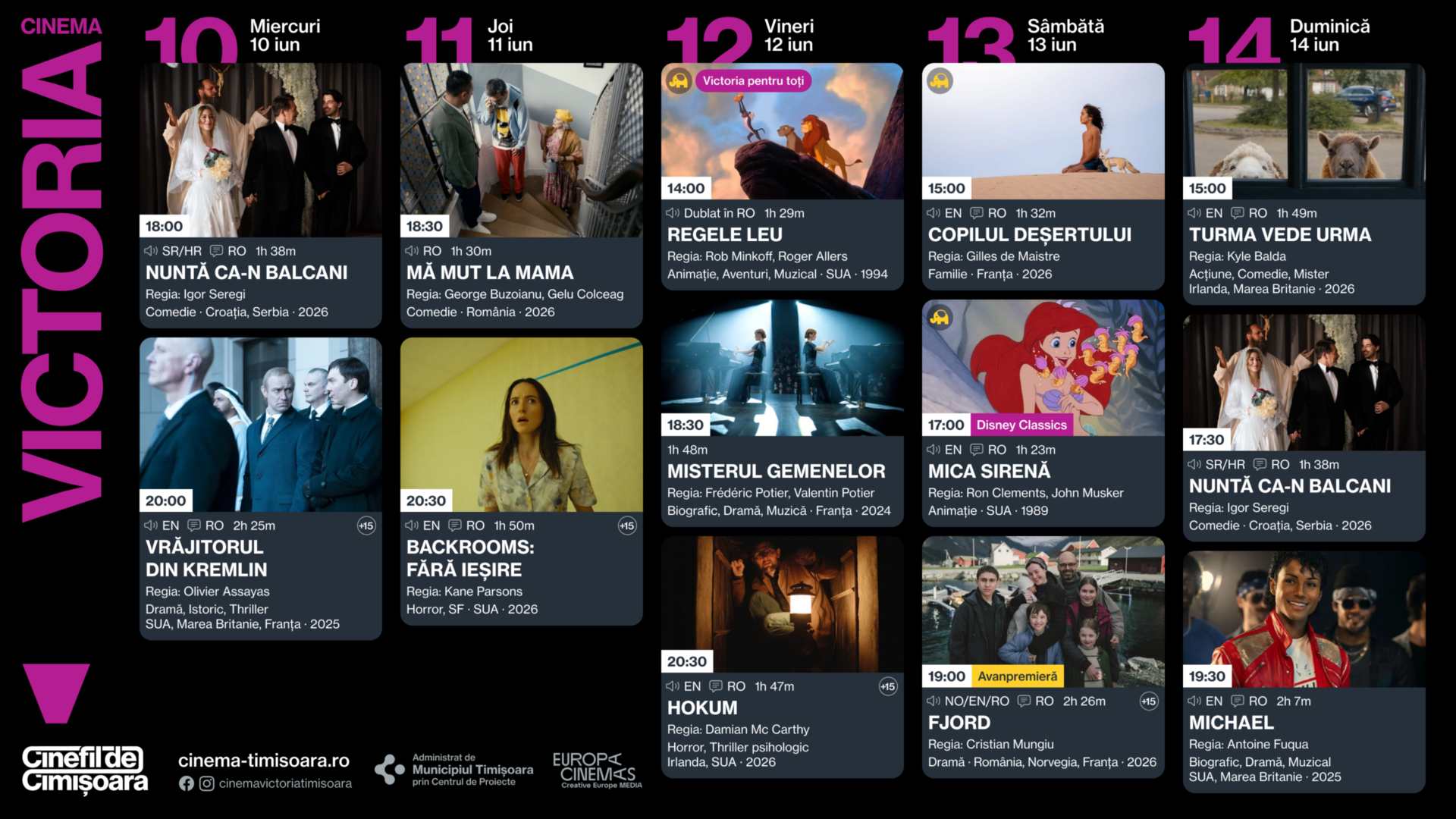 Programul saptamanii la Cinema Victoria
