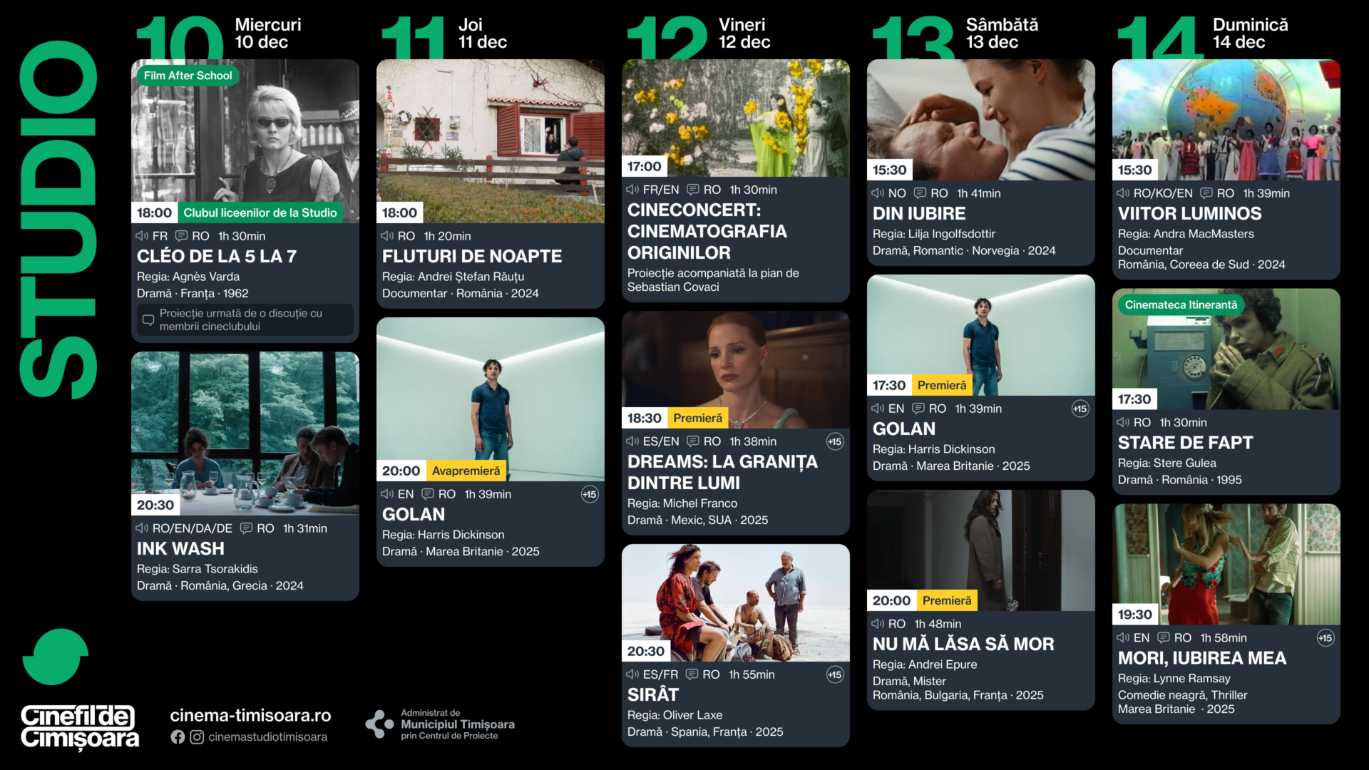 Programul saptamanii Cinema Studio