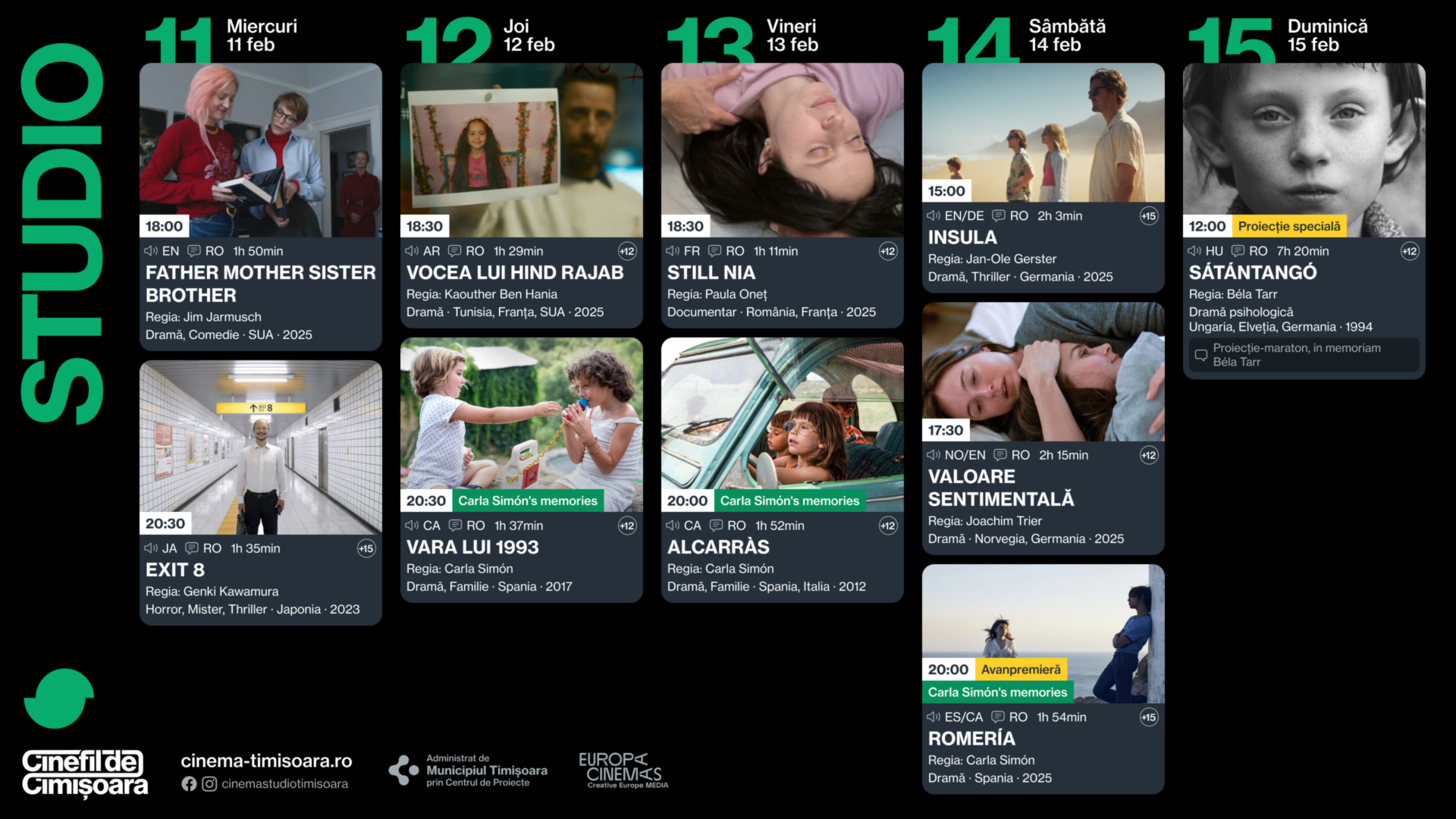 Programul saptamanii la Cinema Studio