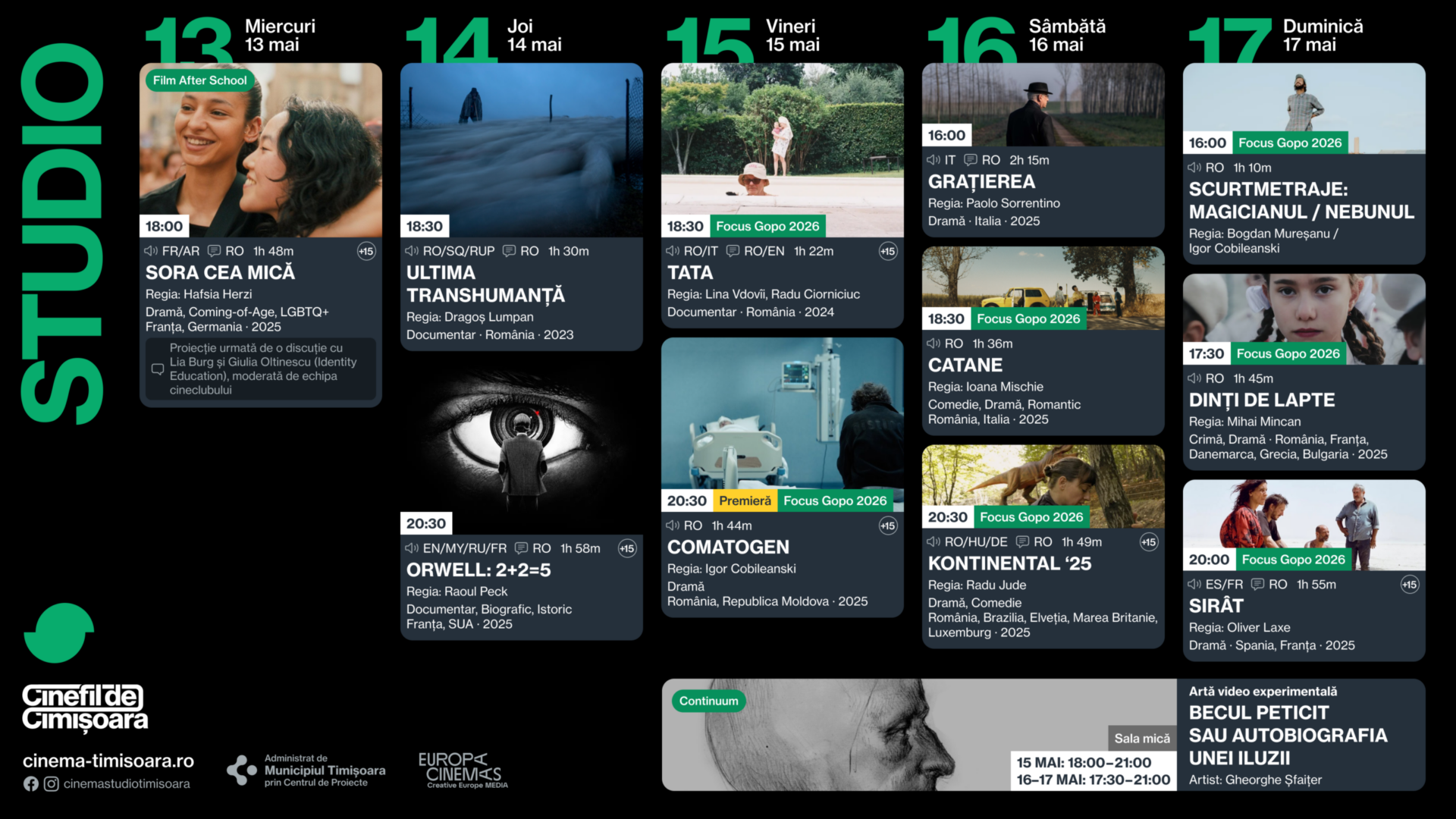Programul saptamanii la Cinema Studio