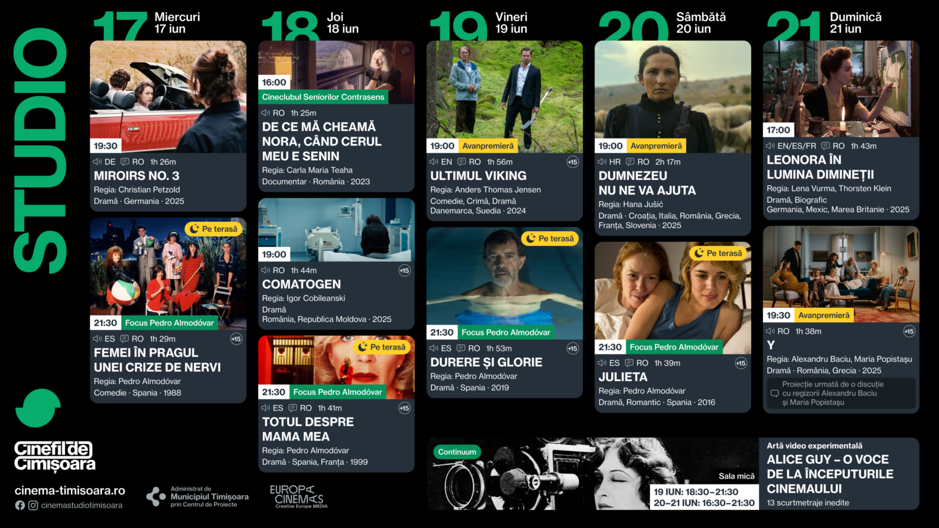 Programul saptamanii 17 - 21 iunie, la Cinema Studio