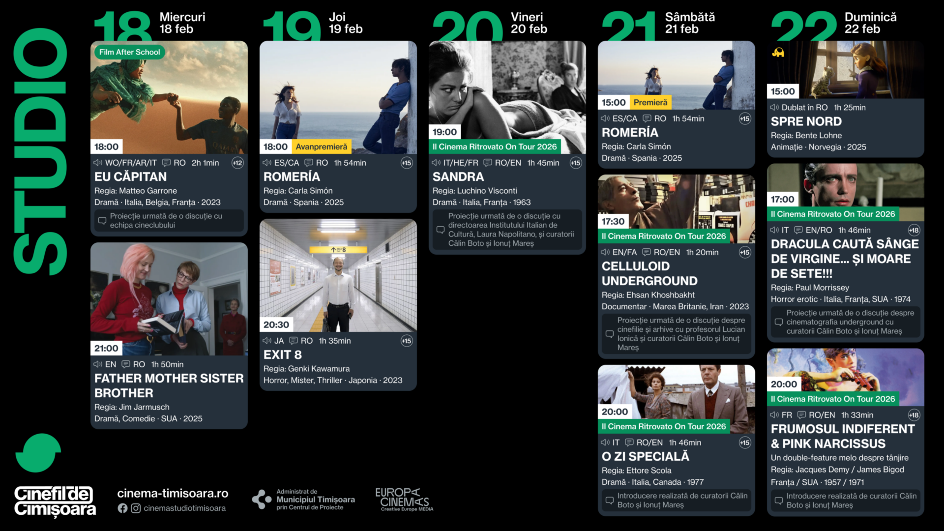 Programul saptamanii la Cinema Studio