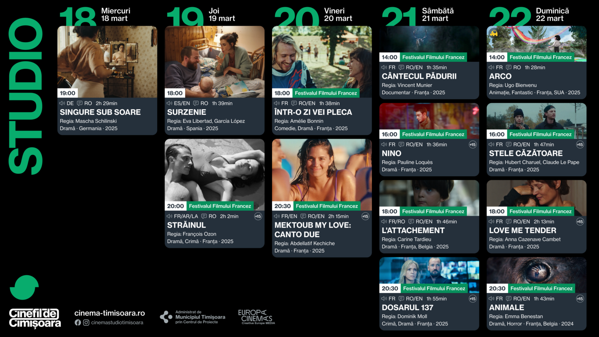 Programul saptamanii la Cinema Studio