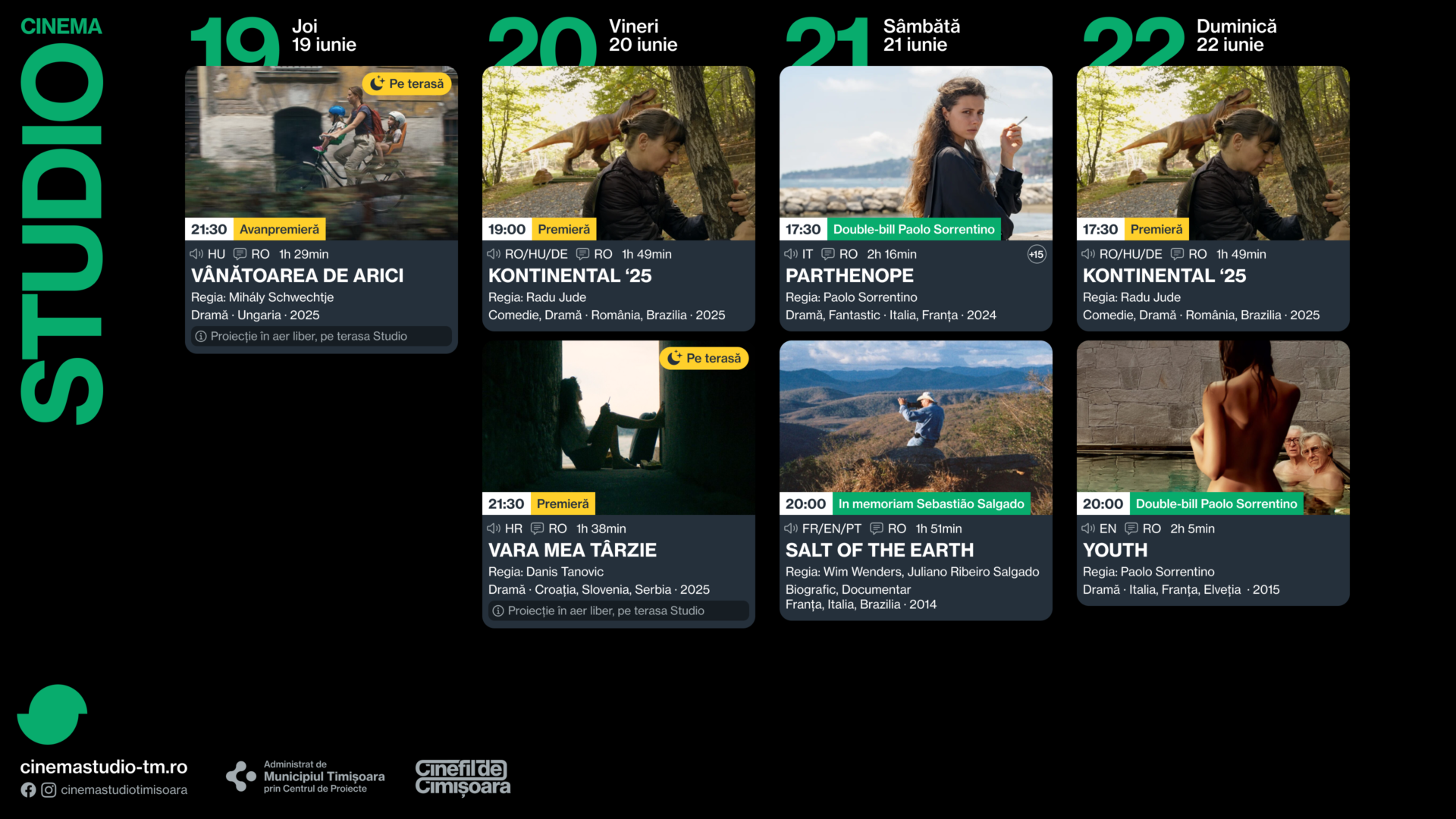 Programul saptamanii 19-22.06 la Cinema Studio