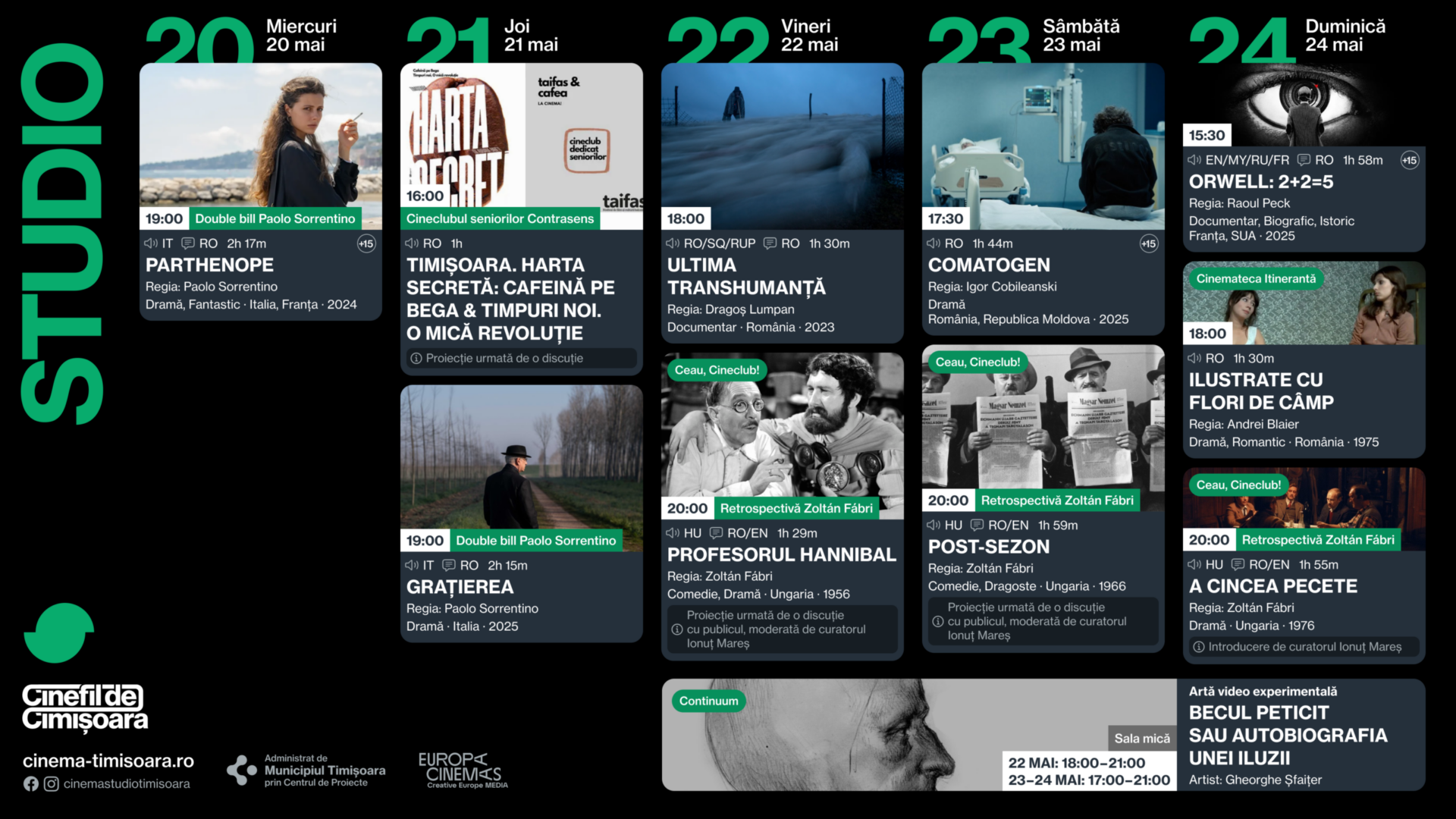 Programul saptamanii la Cinema Studio