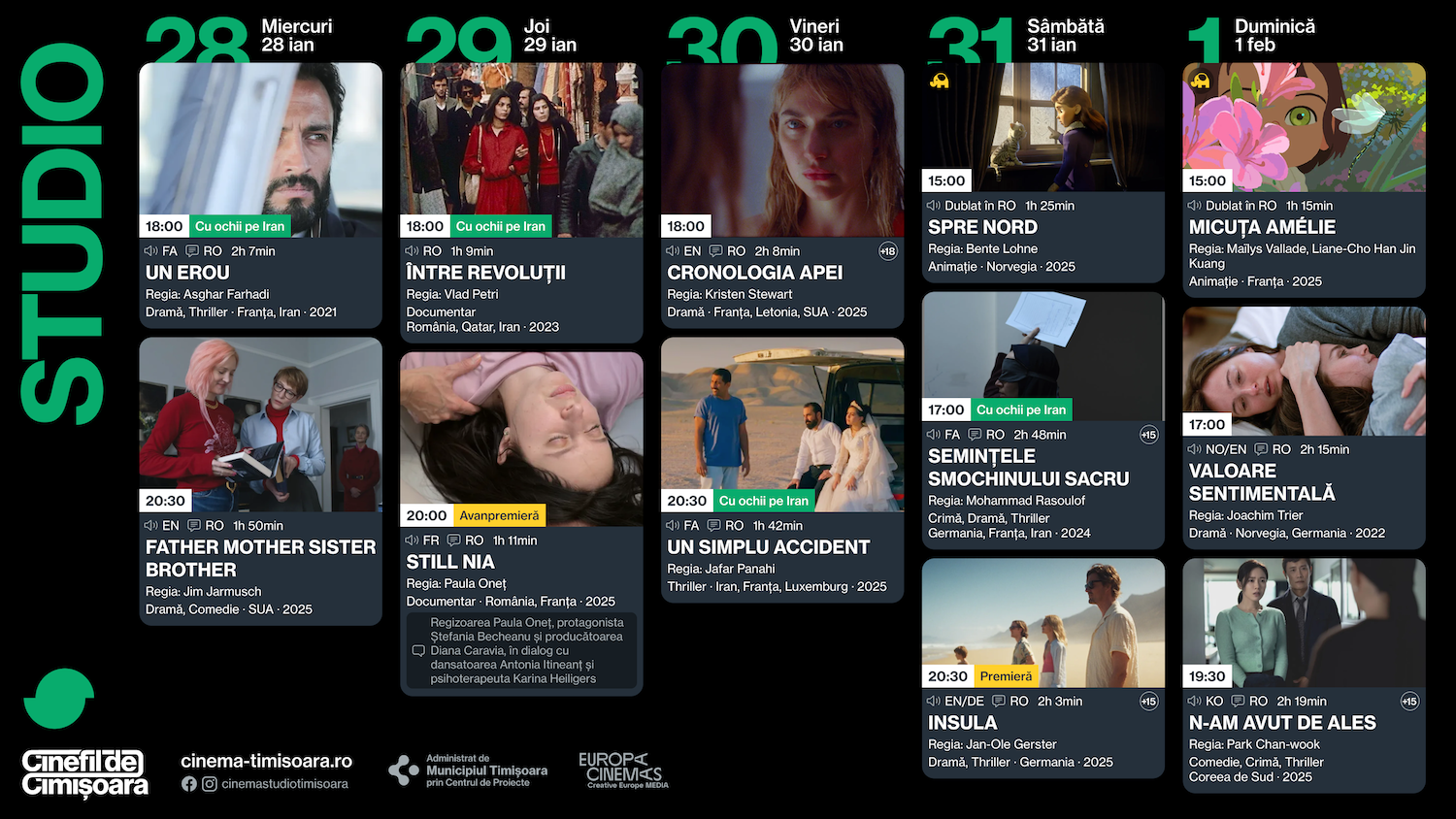 Programul saptamanii la Cinema Studio