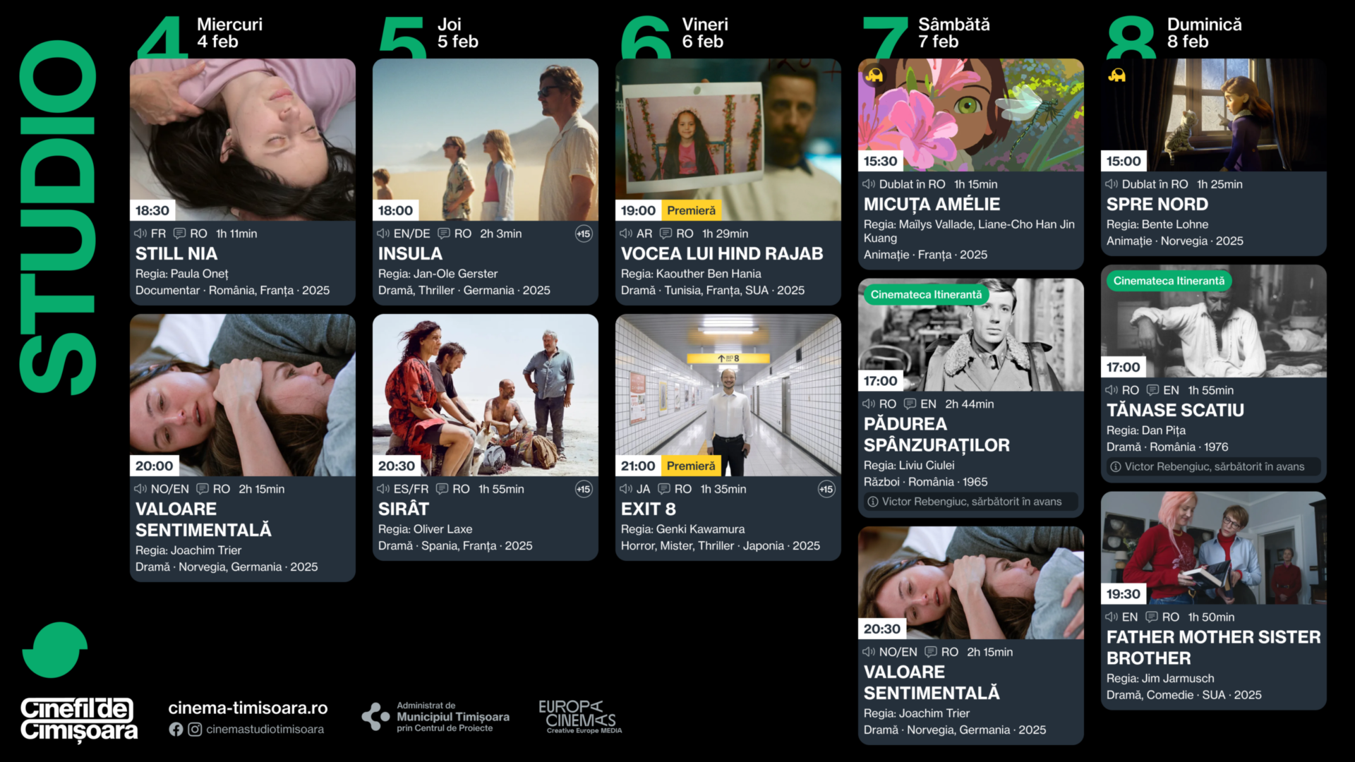 Programul săptămânii la Cinema Studio