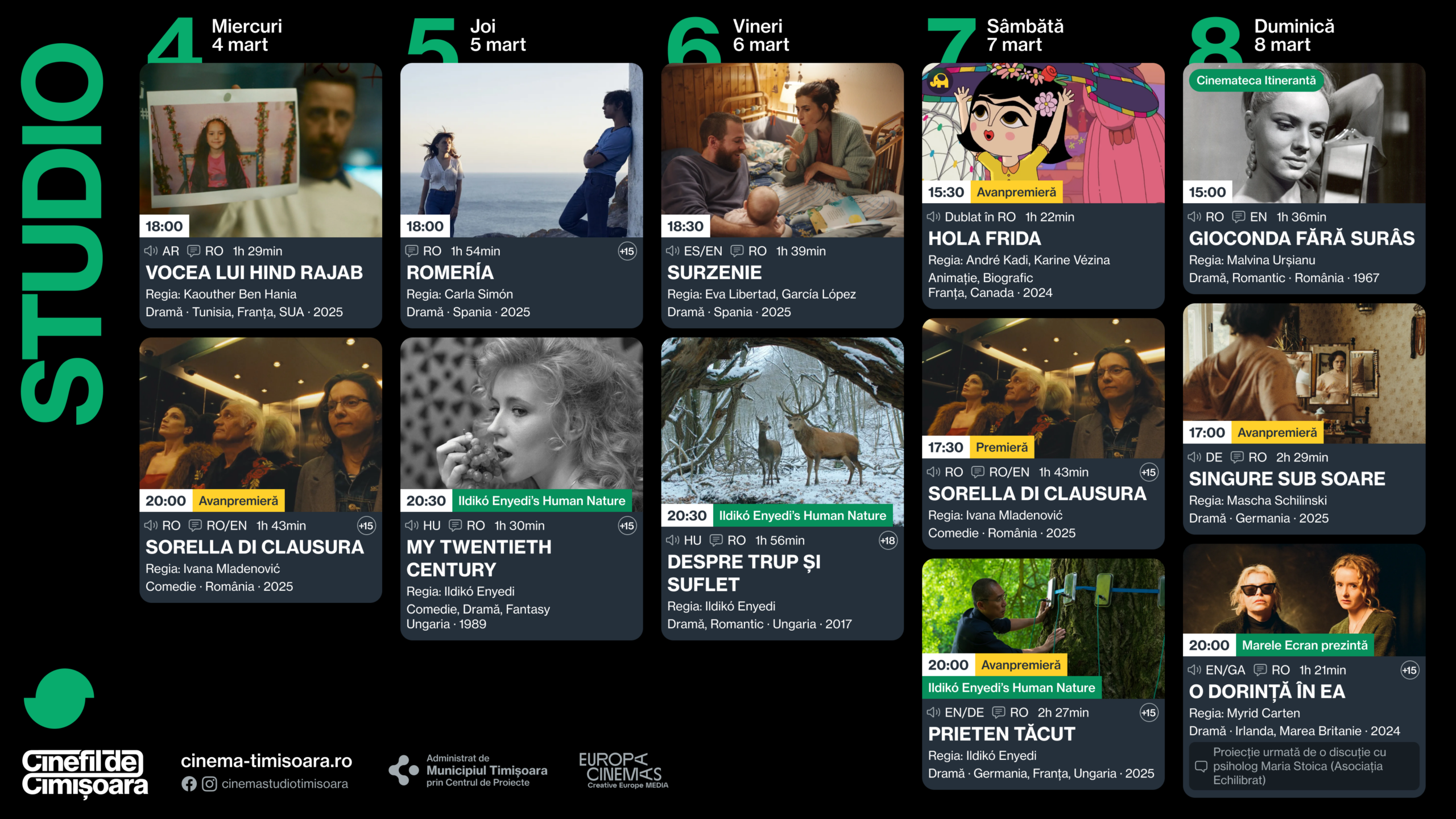 Programul saptamanii la Cinema Studio