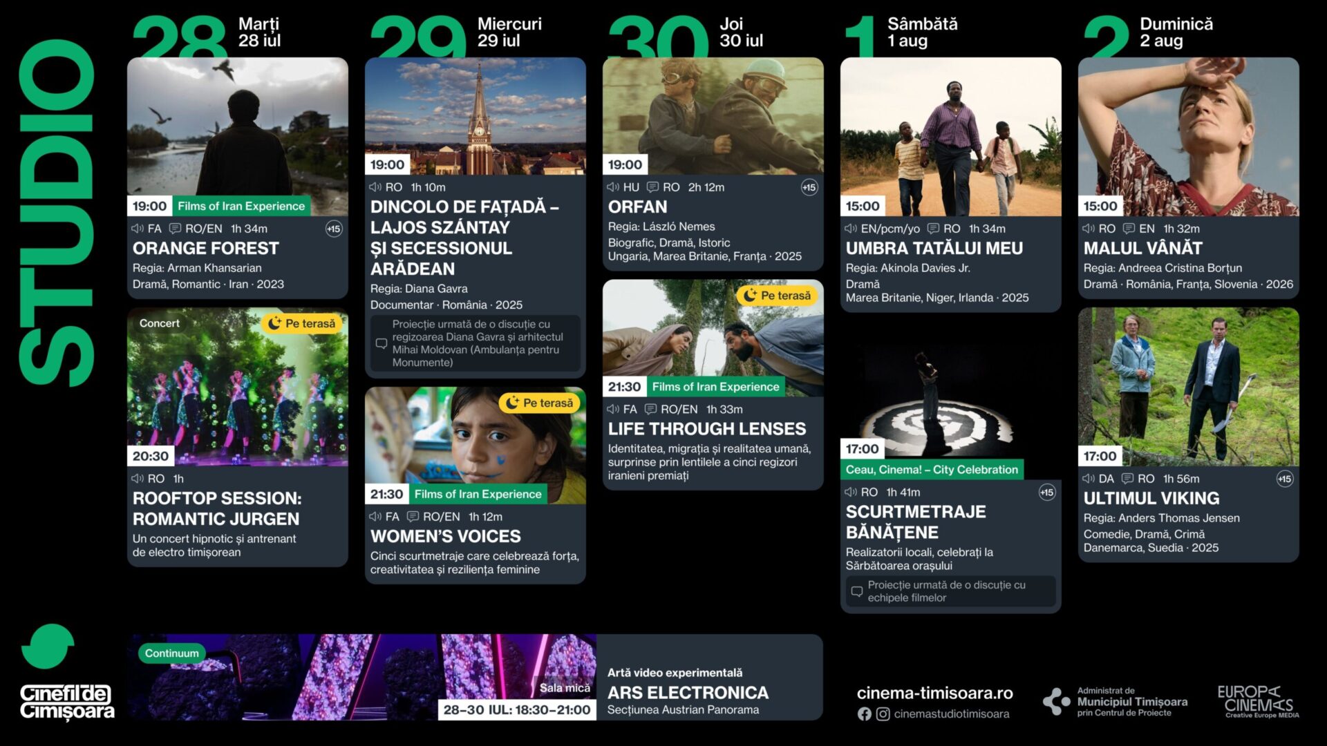 Programul saptamanii la Cinema Studio