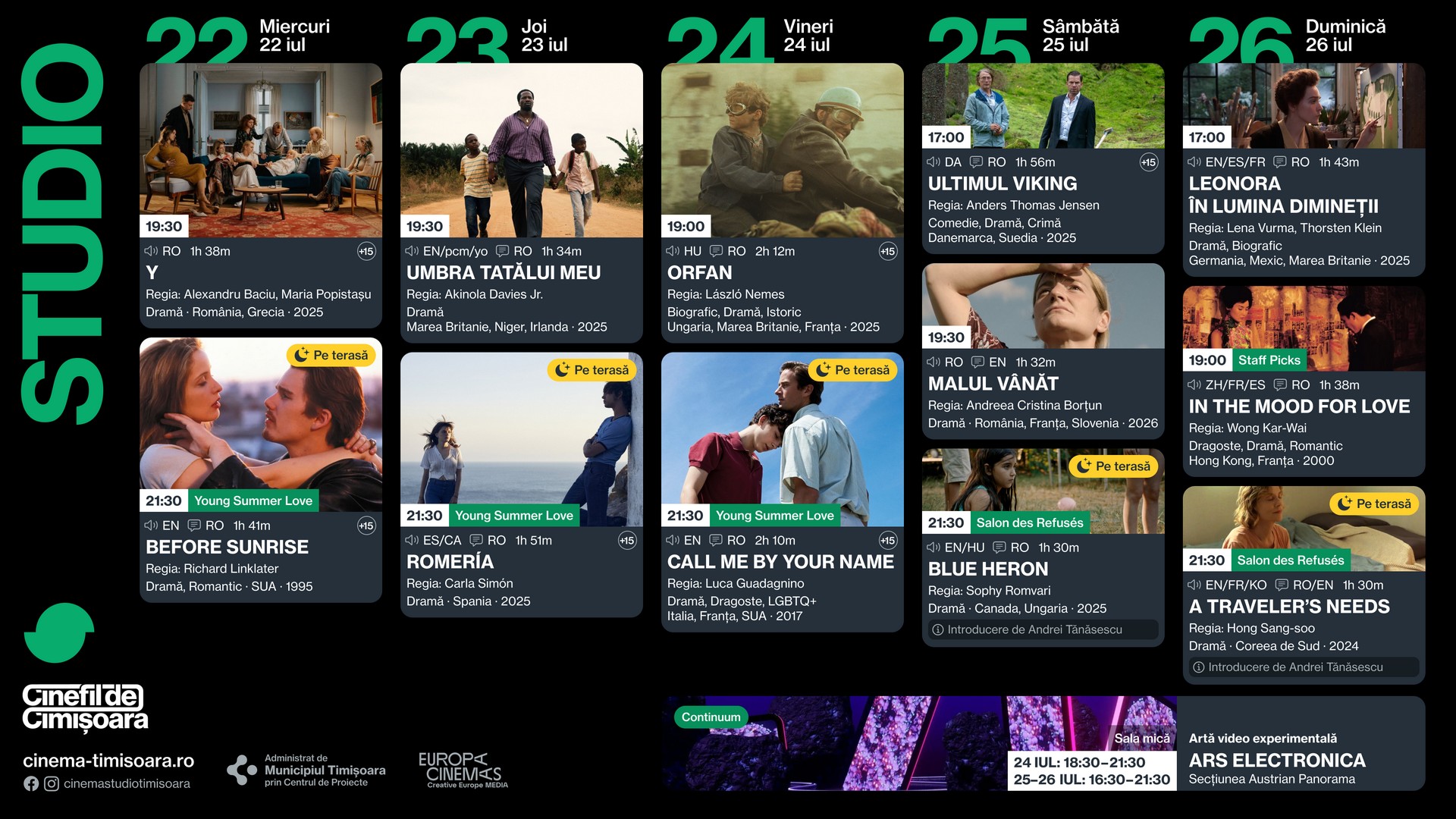 Programul saptamanii la Cinema Studio