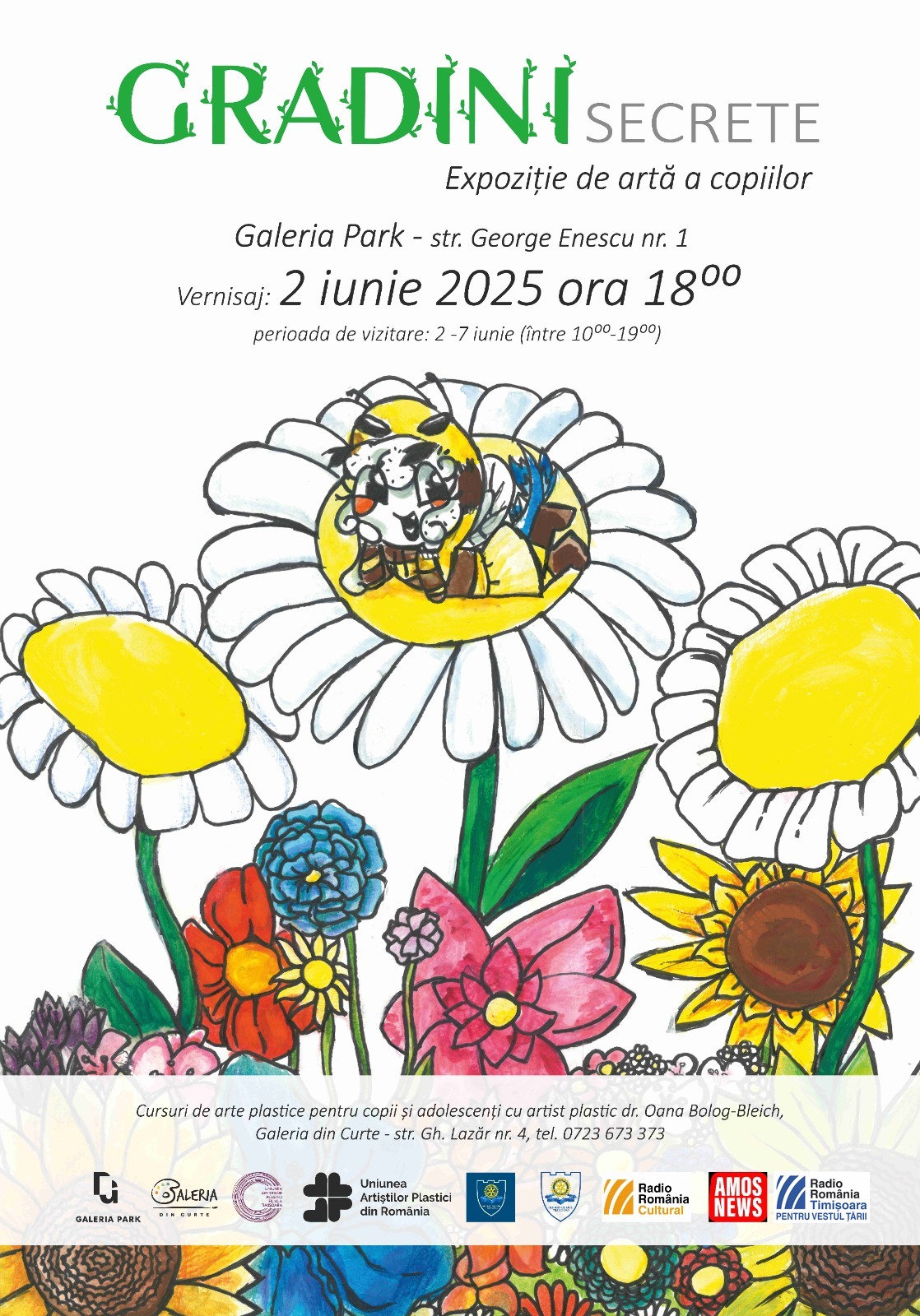 Afișul Expozitiei de artă a copiilor - Gradini secrete