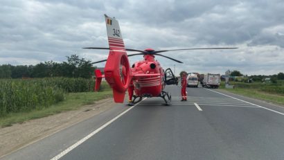 Accident grav în Timiș: un mort și doi răniți. A intervenit elicopterul SMURD