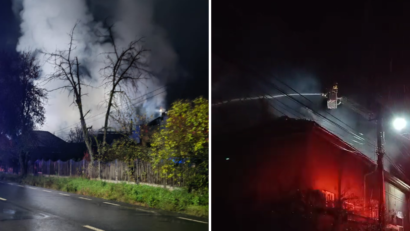 Incendiu violent în comună hunedoreană; o femeie a fost dusă la spital cu atac de panică