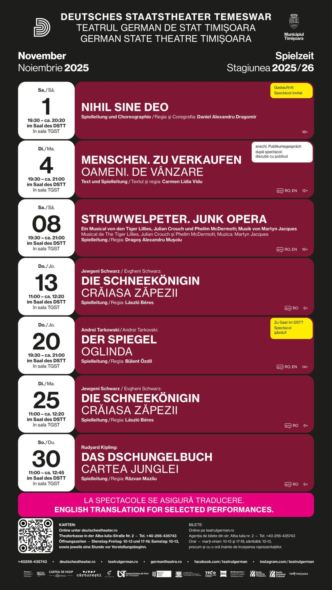 teatrul german timisoara noiembrie