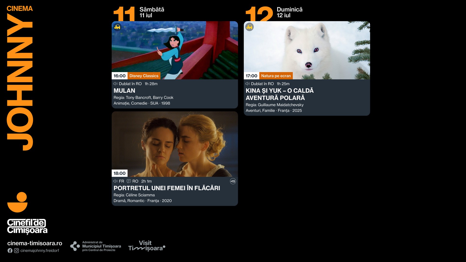 Programul saptamanii 11 - 12 iulie, la Cinema Johnny