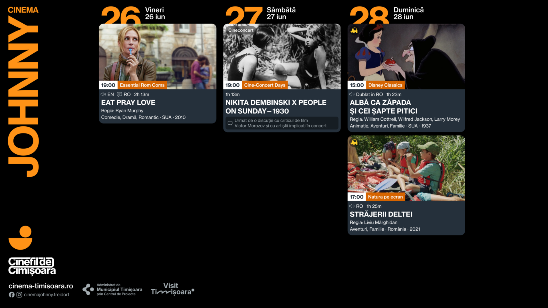 Programul saptamanii 26-28.06 la Cinema Johnny