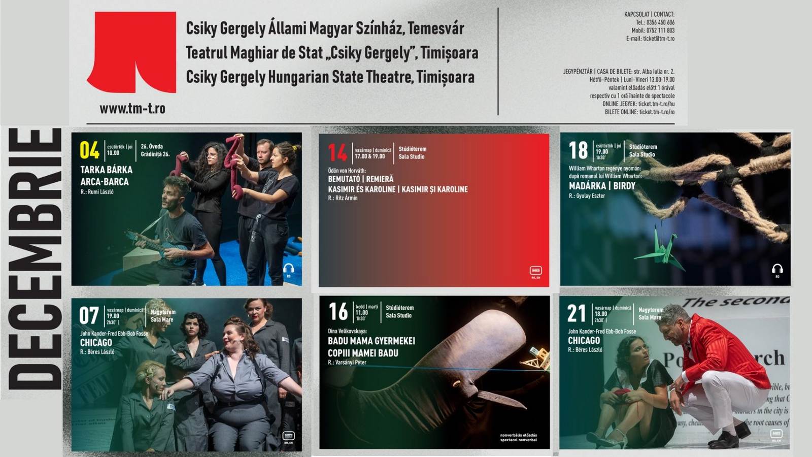 „Copiii mamei Badu” la Teatrul Maghiar de Stat Timișoara. Programul lunii decembrie