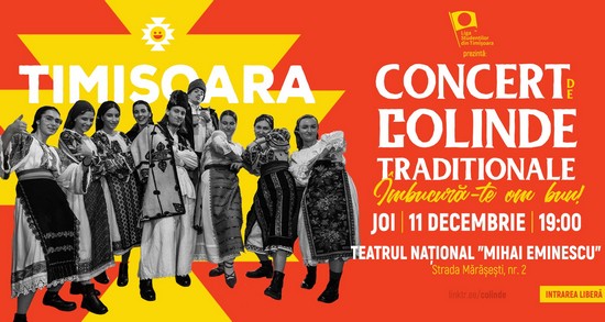 Concert de colinde tradiționale românești ”Îmbucură-te, om bun!”, pe scena Teatrului Național