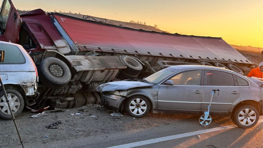 Accident mortal pe Centura Lugojului: un șofer de tir a murit după ce s-a răsturnat în afara carosabilului