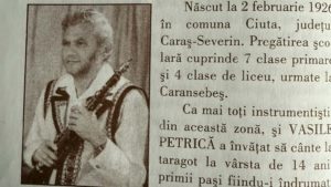 100 de ani de la nașterea taragotistului cărășean Petrică Vasile (zis Cap de cal)