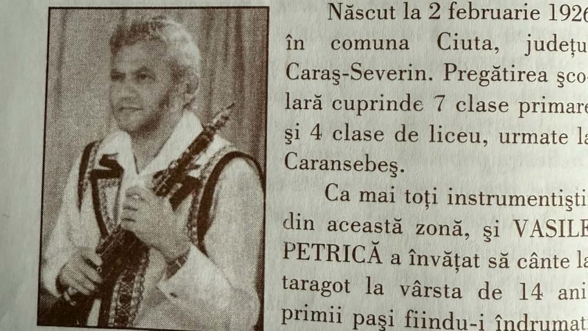 100 de ani de la nașterea taragotistului cărășean Petrică Vasile (zis Cap de cal)