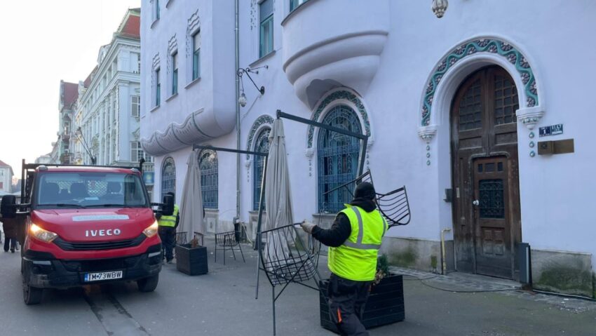 Terase ilegale desființate din zona centrală a Timișoarei