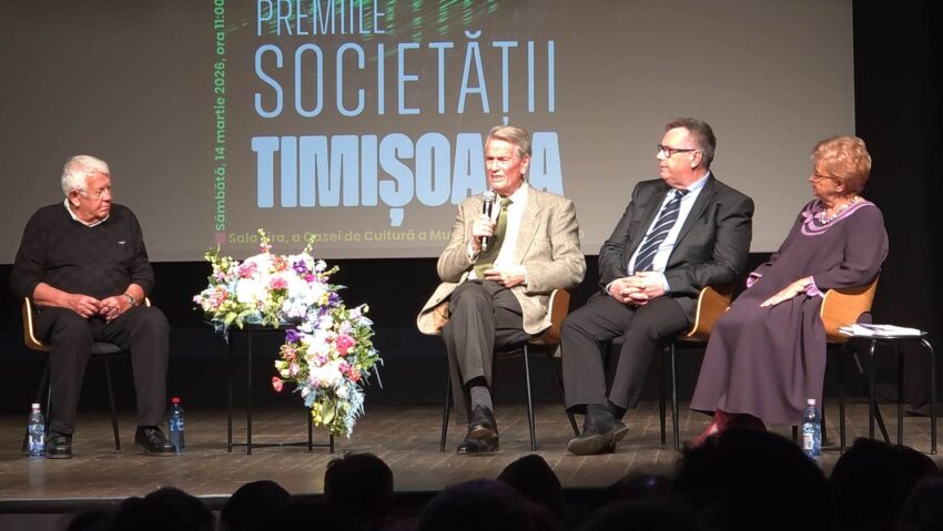 Laureați în dialog: Neculai-Constantin Munteanu, Christian Mititelu, Dan Perjovschi și „Inițiativa Timișoara”, pe scena Premiilor Societății Timișoara 2025 | VIDEO