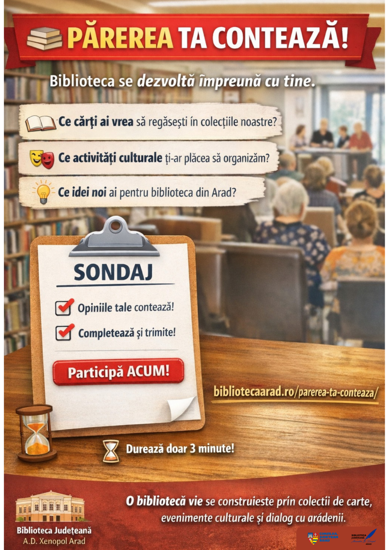Sondaj cultural Biblioteca Arad 2026