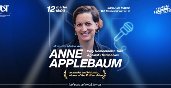 Anne Applebaum, laureată a Premiului Pulitzer, invitată la Timișoara pentru un dialog despre democrație