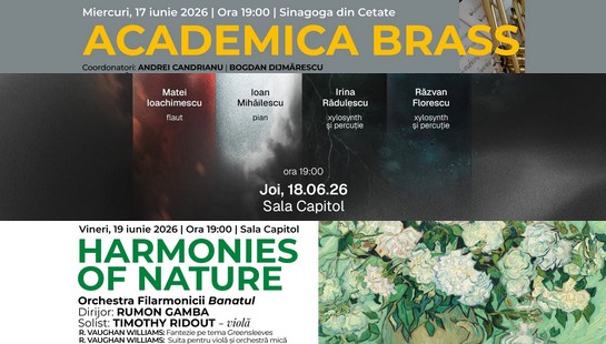 Trei seri, trei experiențe muzicale distincte la Filarmonica Banatul