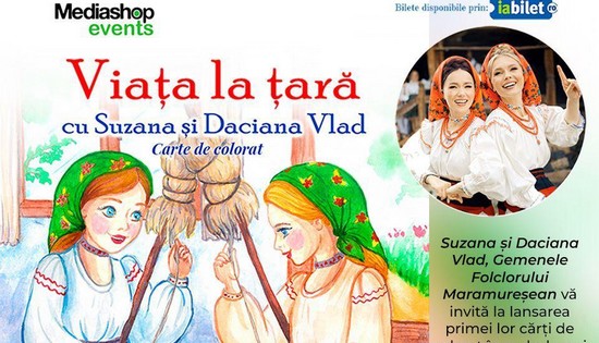 Concert și lansare de carte pentru copii la Arad, cu Suzana și Daciana Vlad, gemenele folclorului maramureșean