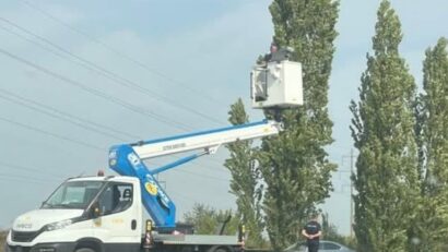 Fotografia cu presupusa mașină de poliție care monitoriza traficul de la înălțime este falsă. Reacția IPJ Timiș