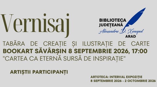 BookArt Săvârșin 2026 vine la Biblioteca Arad