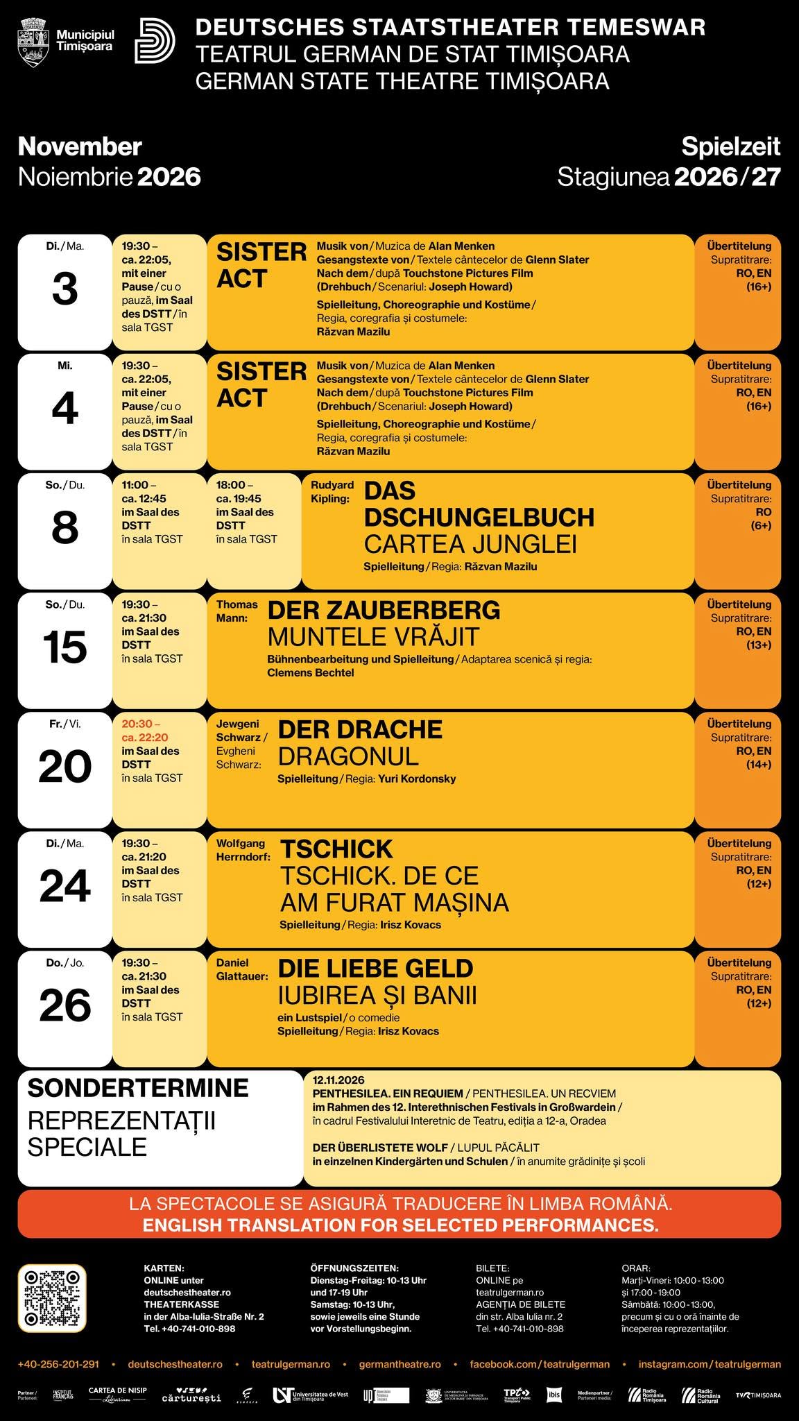 program noiembrie teatrul german timisoara