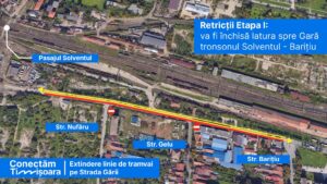 Încep lucrările la noua linie de tramvai dintre Gara de Nord și Solventul. Traficul pe strada Gării se schimbă