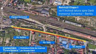 Încep lucrările la noua linie de tramvai dintre Gara de Nord și Solventul. Traficul pe strada Gării se schimbă